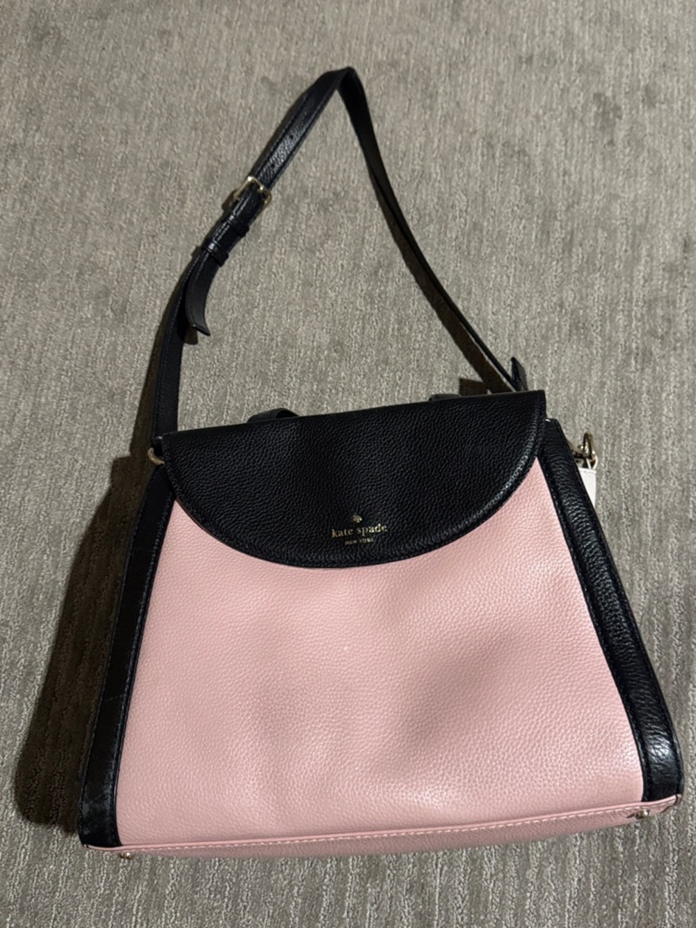 kate spade Pink and Black Pebbled Leather Crossbody Bag